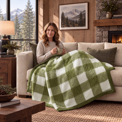 Burlington Berber Blanket - Green Buffalo