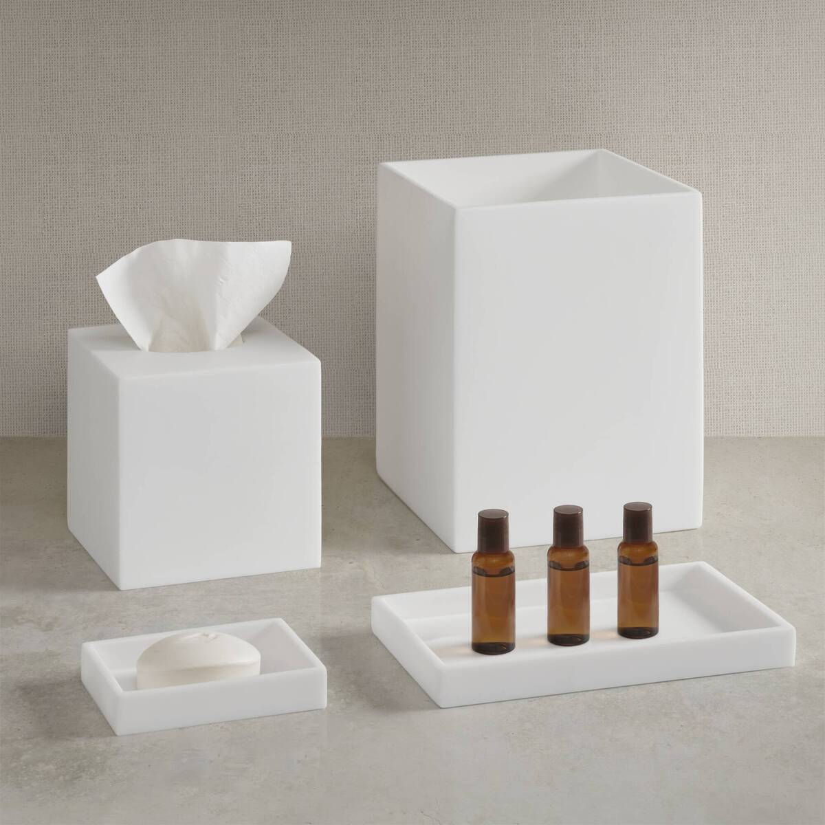 Clear Resin Bath Accessories set, Frosted White - Frosted White