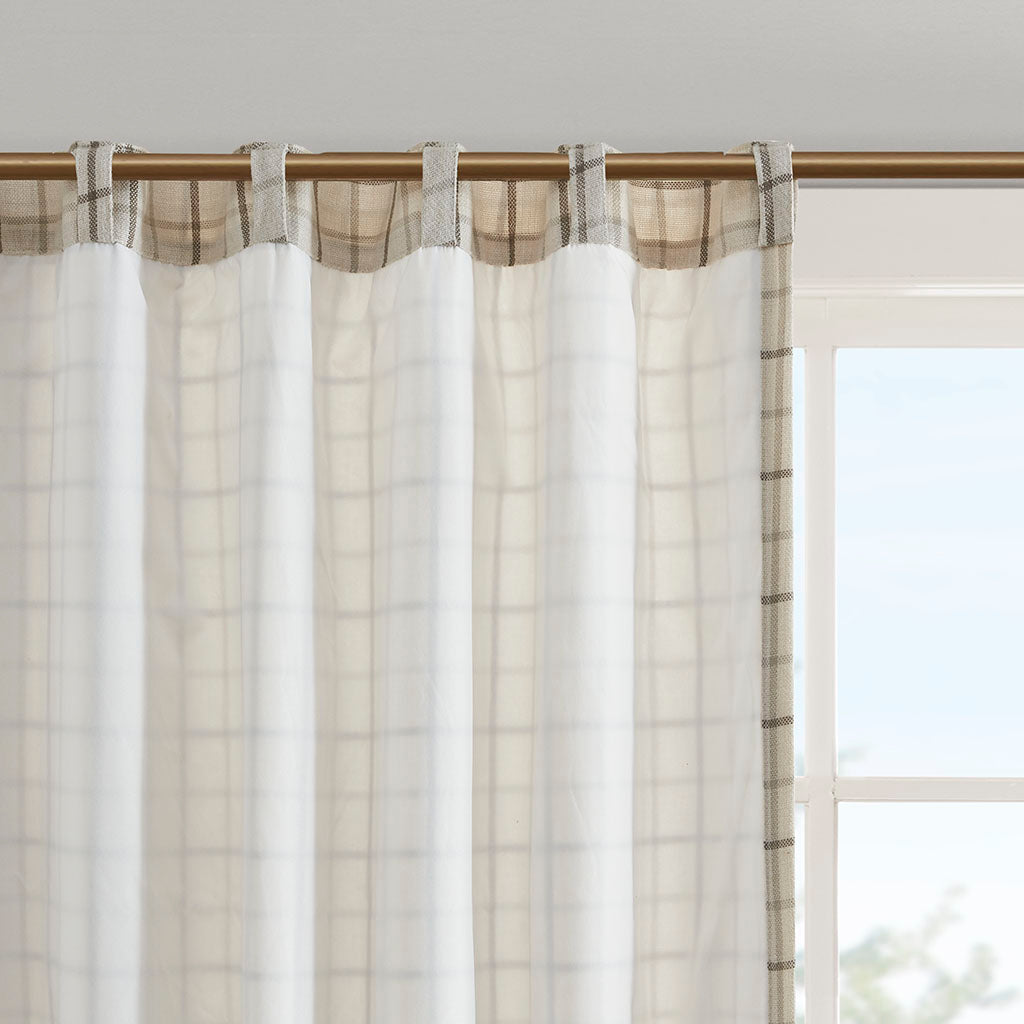 Anaheim Plaid Rod Pocket and Back Tab Curtain Panel with Fleece Lining - Natural
