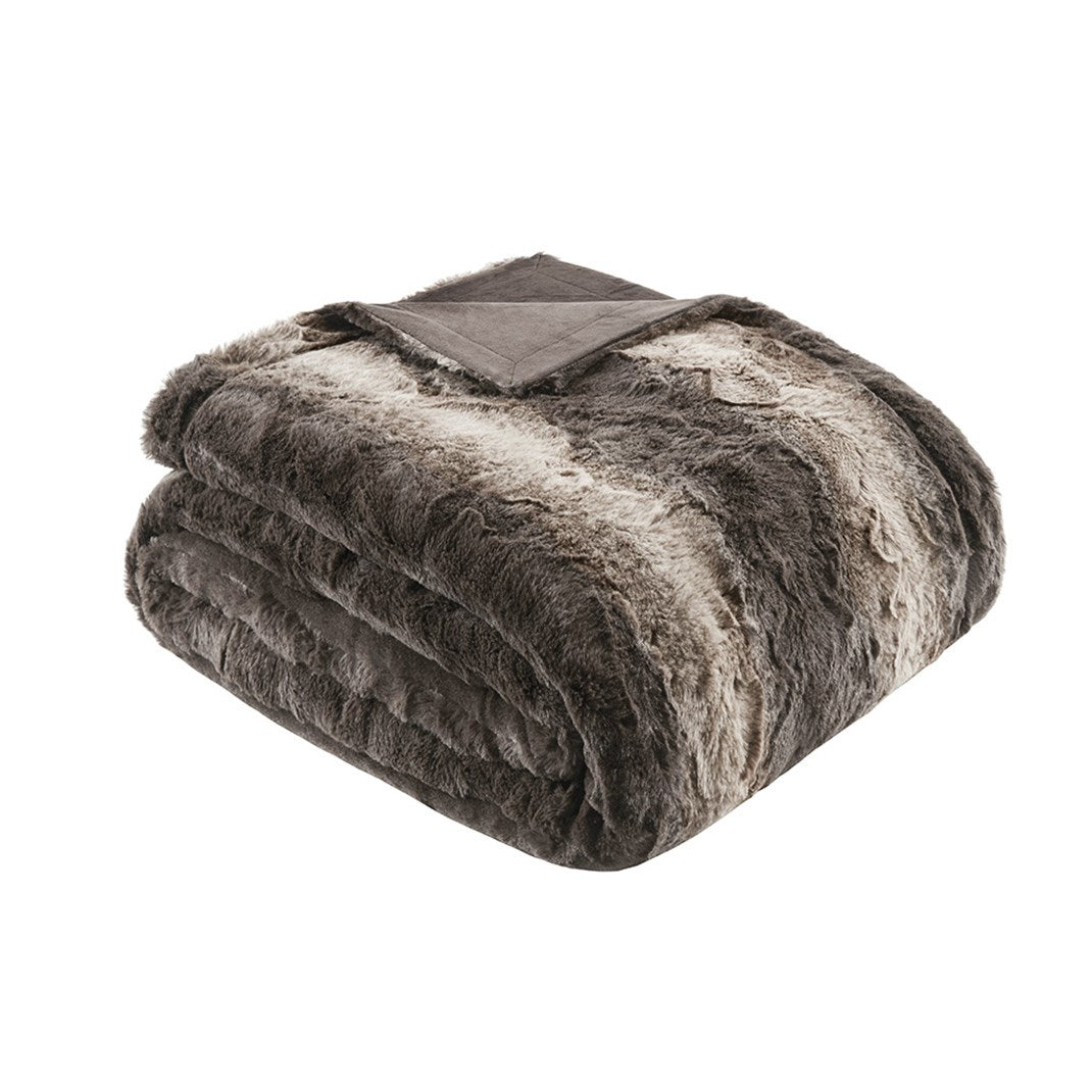 Zuri Oversized Faux Fur Throw - Brown