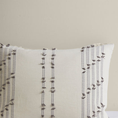 Kara 3 Piece Cotton Jacquard Duvet Cover Set - Ivory