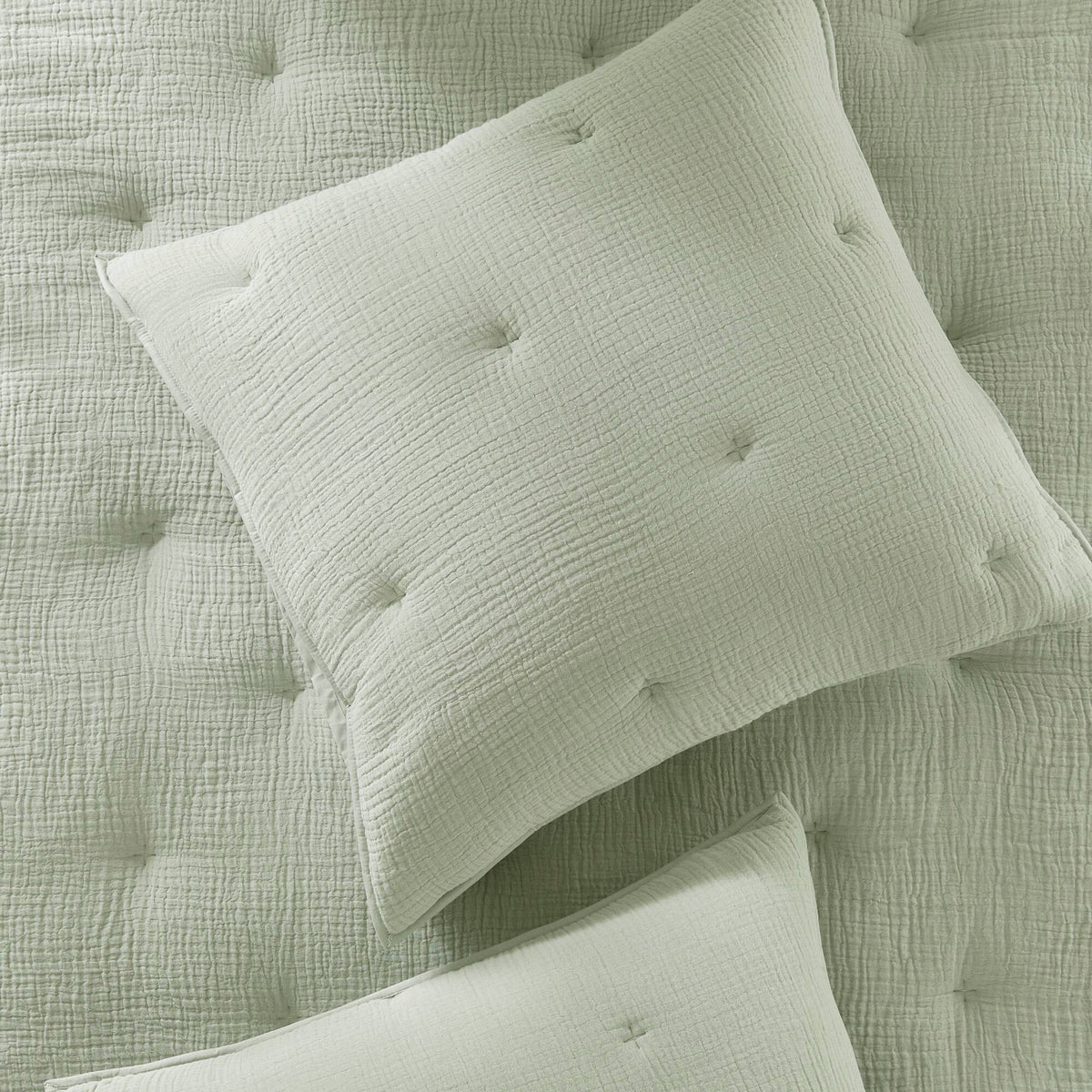 Breeze cotton gauze embroidered Euro Sham - Sage