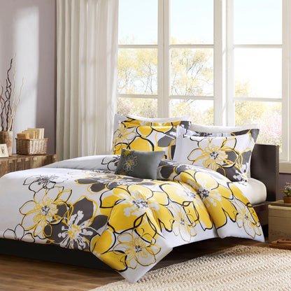 Allison Floral Duvet Cover Set - Yellow