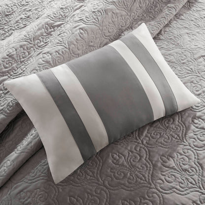 Attingham 7 Piece Quilt Set with Euro Shams and Throw Pillows - Black