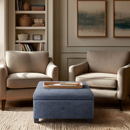 Della Upholstered Soft Close Ottoman - Blue