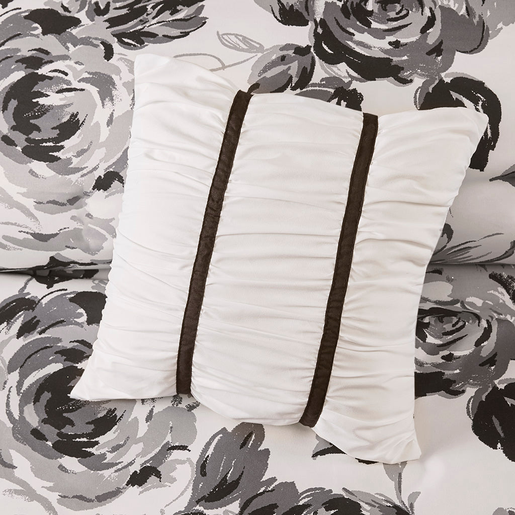 Dorsey Floral Print Comforter Set - Black/White