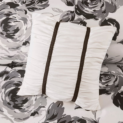 Dorsey Floral Print Comforter Set - Black/White