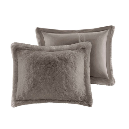 Malea Shaggy Fur Duvet Cover Set - Grey