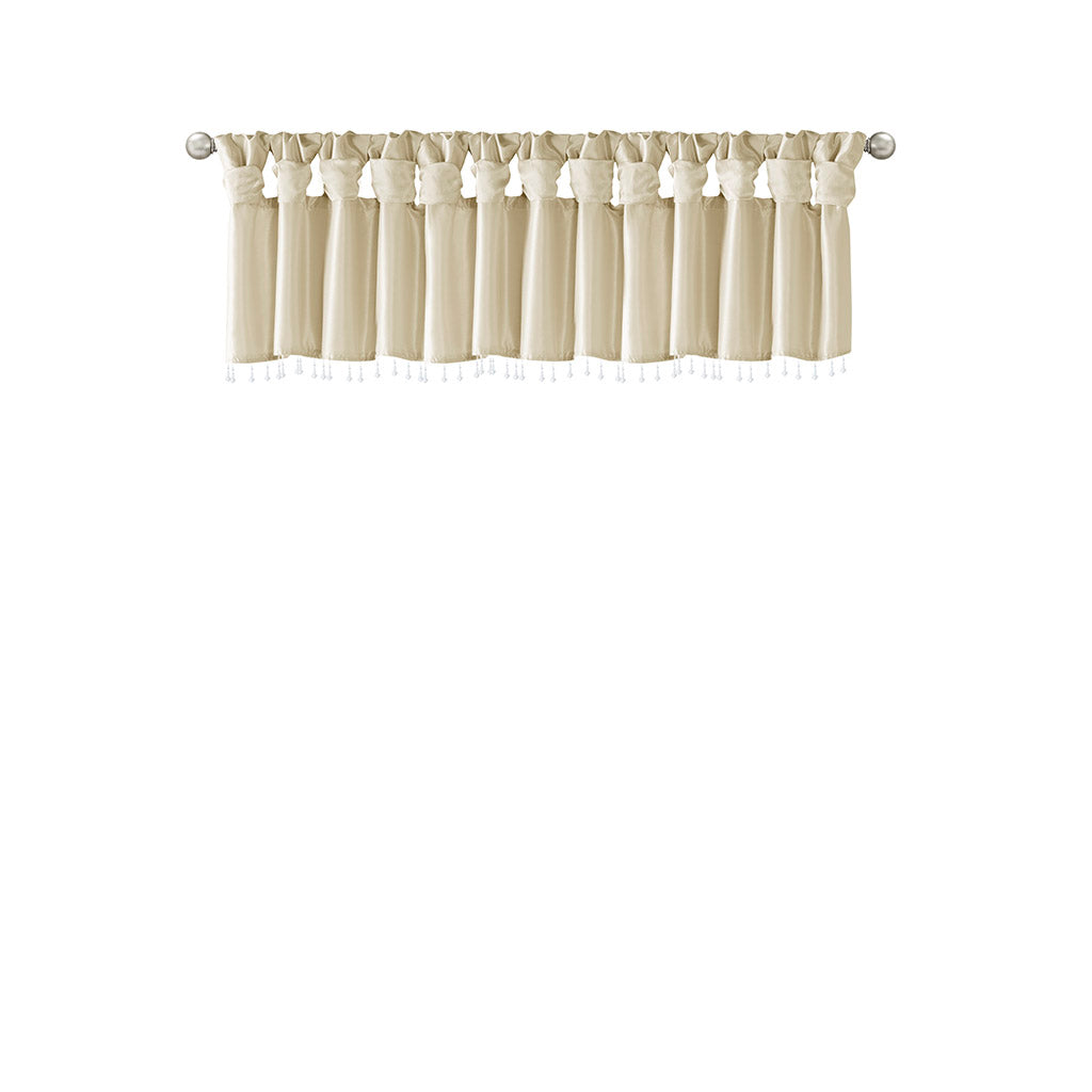 Emilia Lightweight Faux Silk Valance With Beads - Champagne
