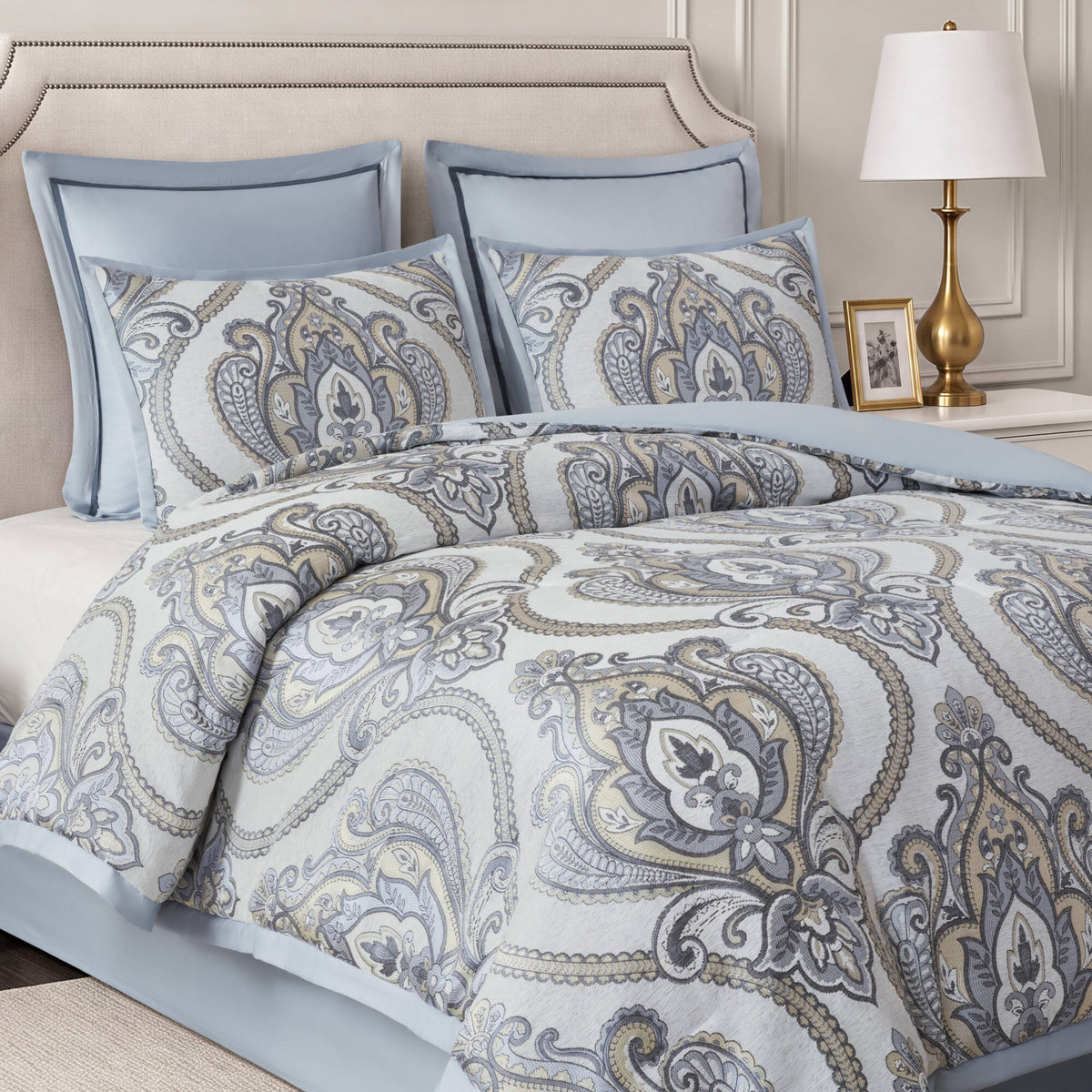 Aveline Bedding Collection-Pooled Stock - Blue