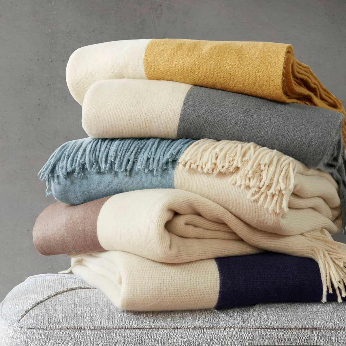 Stockholm Color Block Faux Cashmere Throw - Yellow
