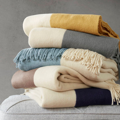 Stockholm Color Block Faux Cashmere Throw - Yellow