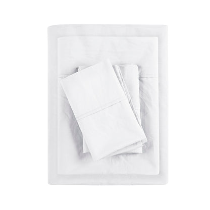 200 Thread Count Relaxed Cotton Percale Sheet Set - White