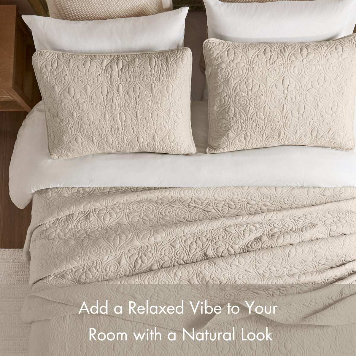 Quebec Reversible Bedspread Set - Cream