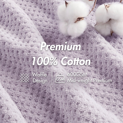 Spa Waffle Cotton Jacquard Bath Towel 6 Piece Set - Lilac