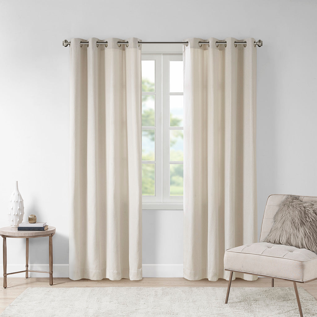 Englewood Solid Piece Dyed Grommet Top Curtain Panel - Natural