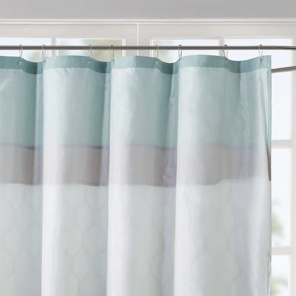 Shawnee Printed and Embroidered Shower Curtain - Seafoam