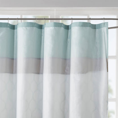 Shawnee Printed and Embroidered Shower Curtain - Seafoam