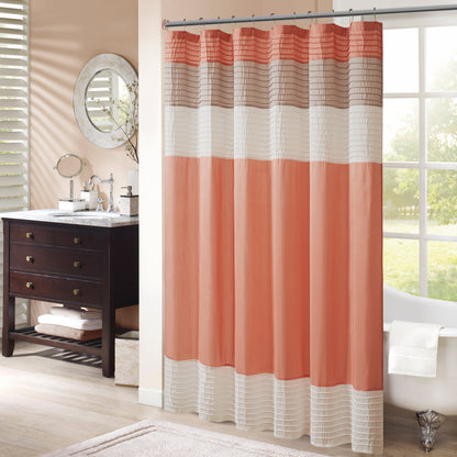 Amherst Faux Silk Shower Curtain - Coral