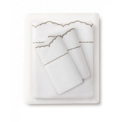 Brielle Scalloped Edge Cotton Sheet Set - Linen
