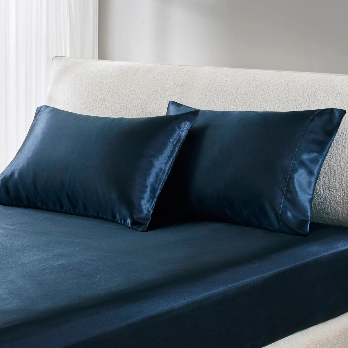 Satin Luxury 2 PC Pillowcases - Midnight Blue
