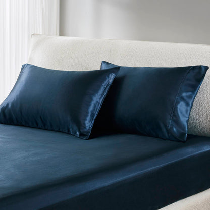 Satin Luxury 2 PC Pillowcases - Midnight Blue