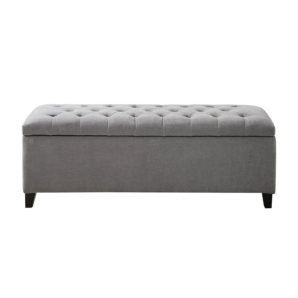 Shandra Tufted Top Upholstered Storage Bench - Grey
