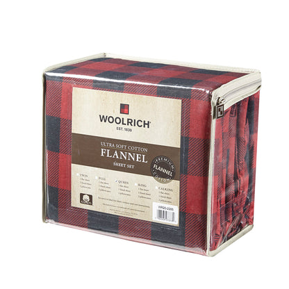 Cotton Flannel Sheet Set - Red/Black Buffalo Check