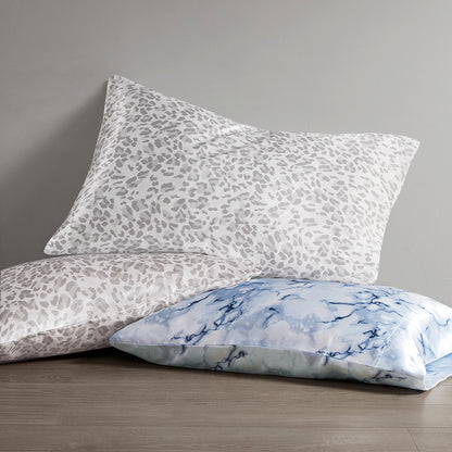 Printed Satin Sheet Set - Taupe Leopard