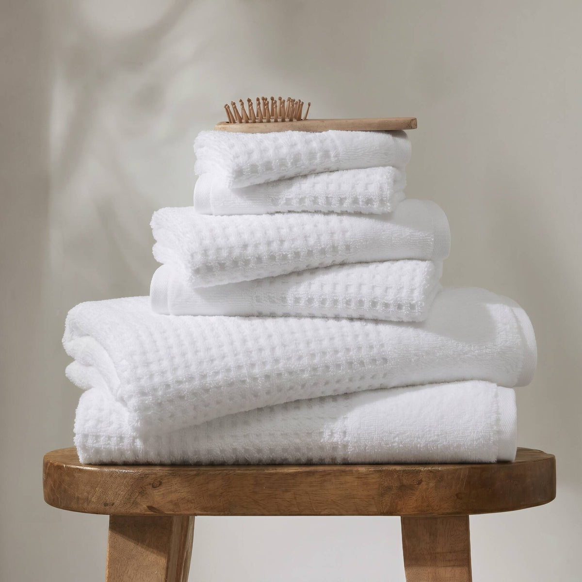 Spa Waffle Cotton Jacquard Bath Towel 6 Piece Set - White