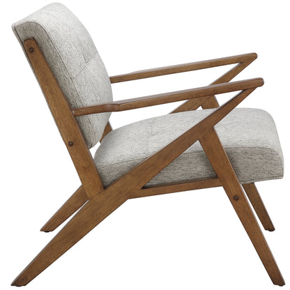 Rocket Upholstered Arm Chair with Angled Wood Frame - Light Grey