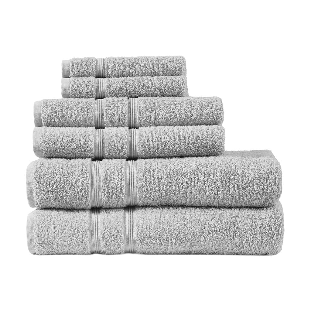 Aegean 100% Turkish Cotton 6 Piece Towel Set - Grey