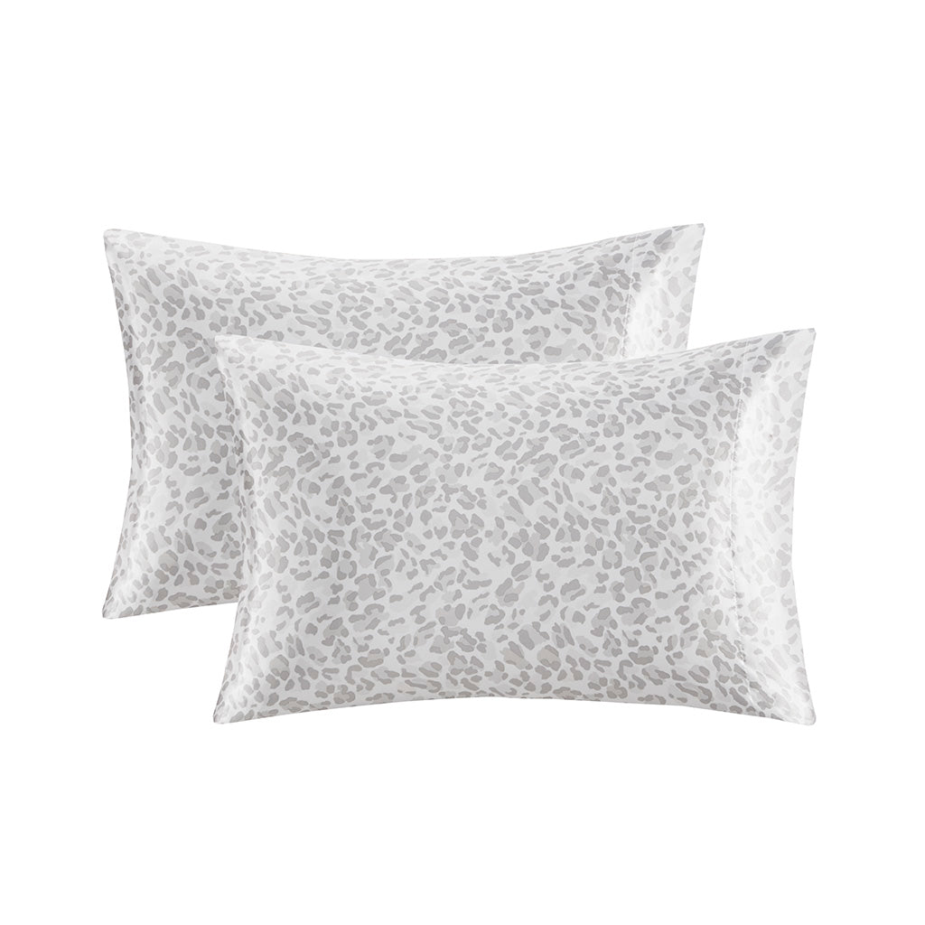 Satin Luxury 2 PC Pillowcases - Gray Leopard