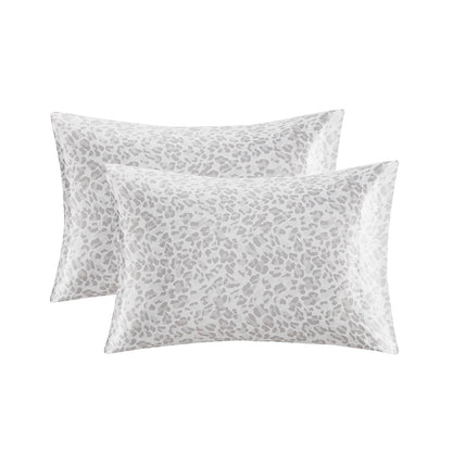 Satin Luxury 2 PC Pillowcases - Gray Leopard