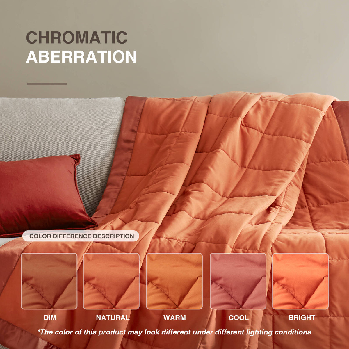Windom Lightweight Down Alternative Blanket with Satin Trim - Orange