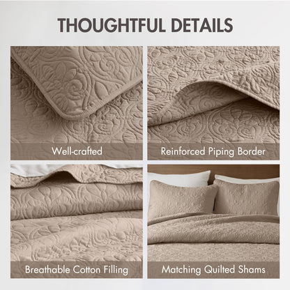 Quebec Reversible Bedspread Set - Khaki