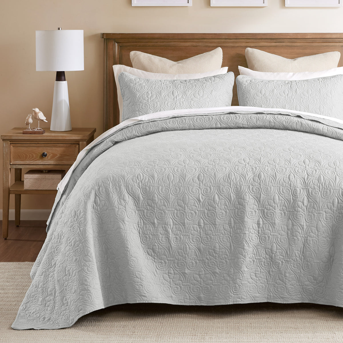 Quebec Reversible Bedspread Set - Grey