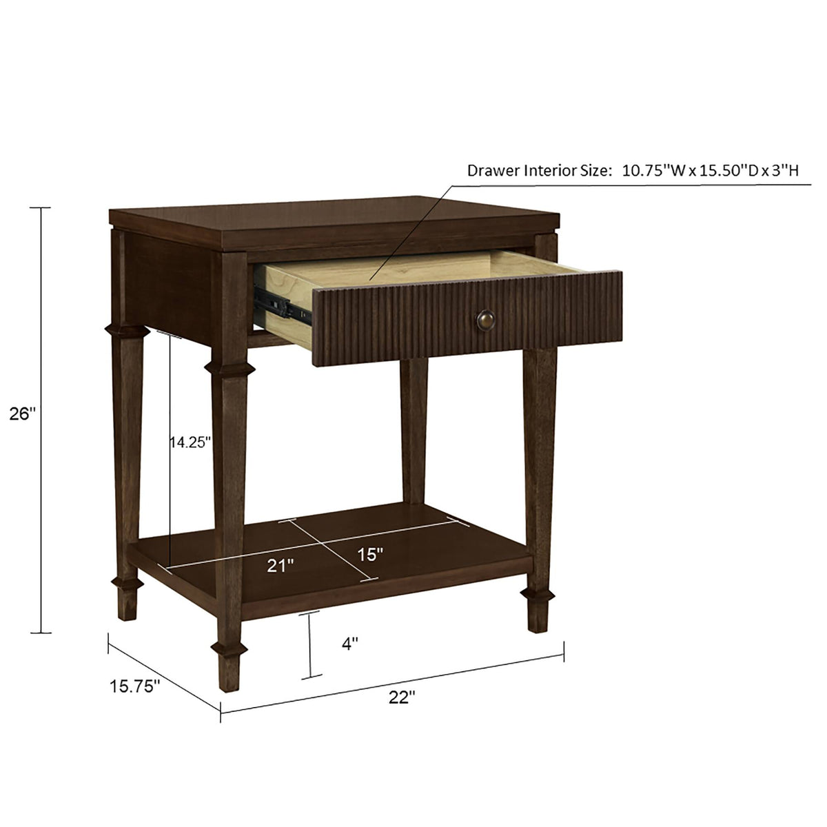 Kenna Nightstand - Dark Coffee