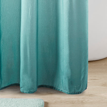 Ara Ombre Printed Seersucker Shower Curtain - Aqua