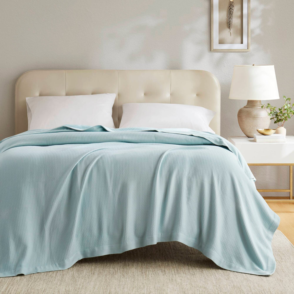 100% Certified Egyptian Cotton Blanket - Light Blue