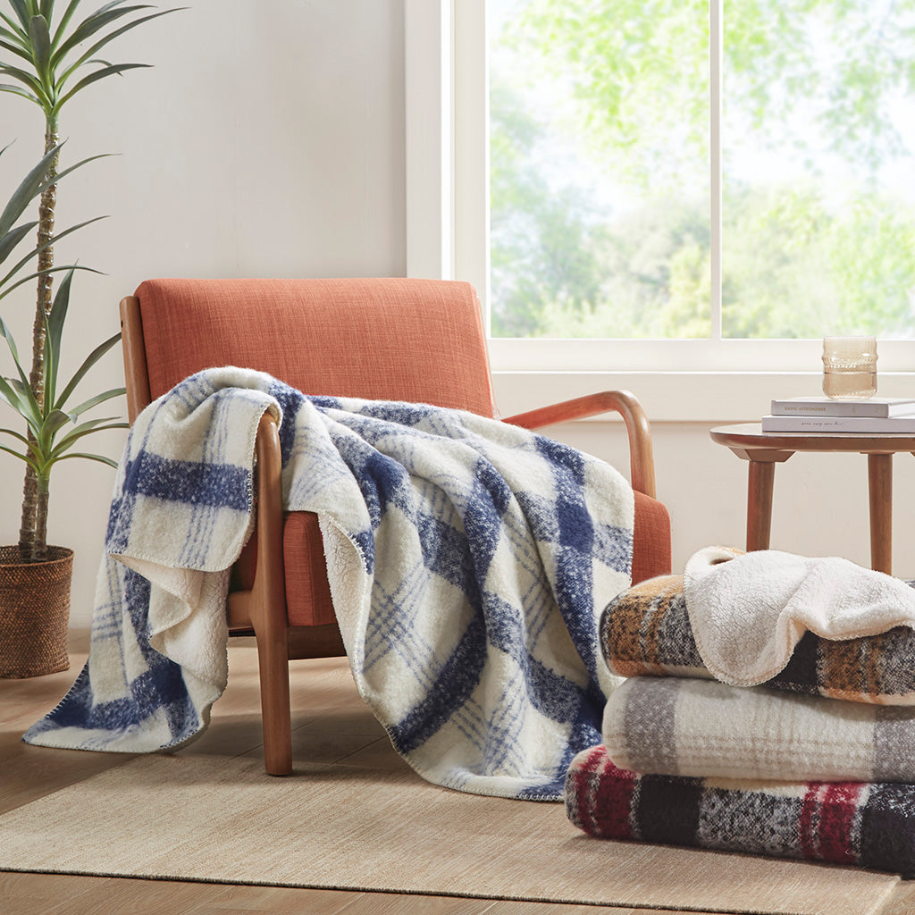 Bloomington Faux Mohair to Sherpa Throw - Red