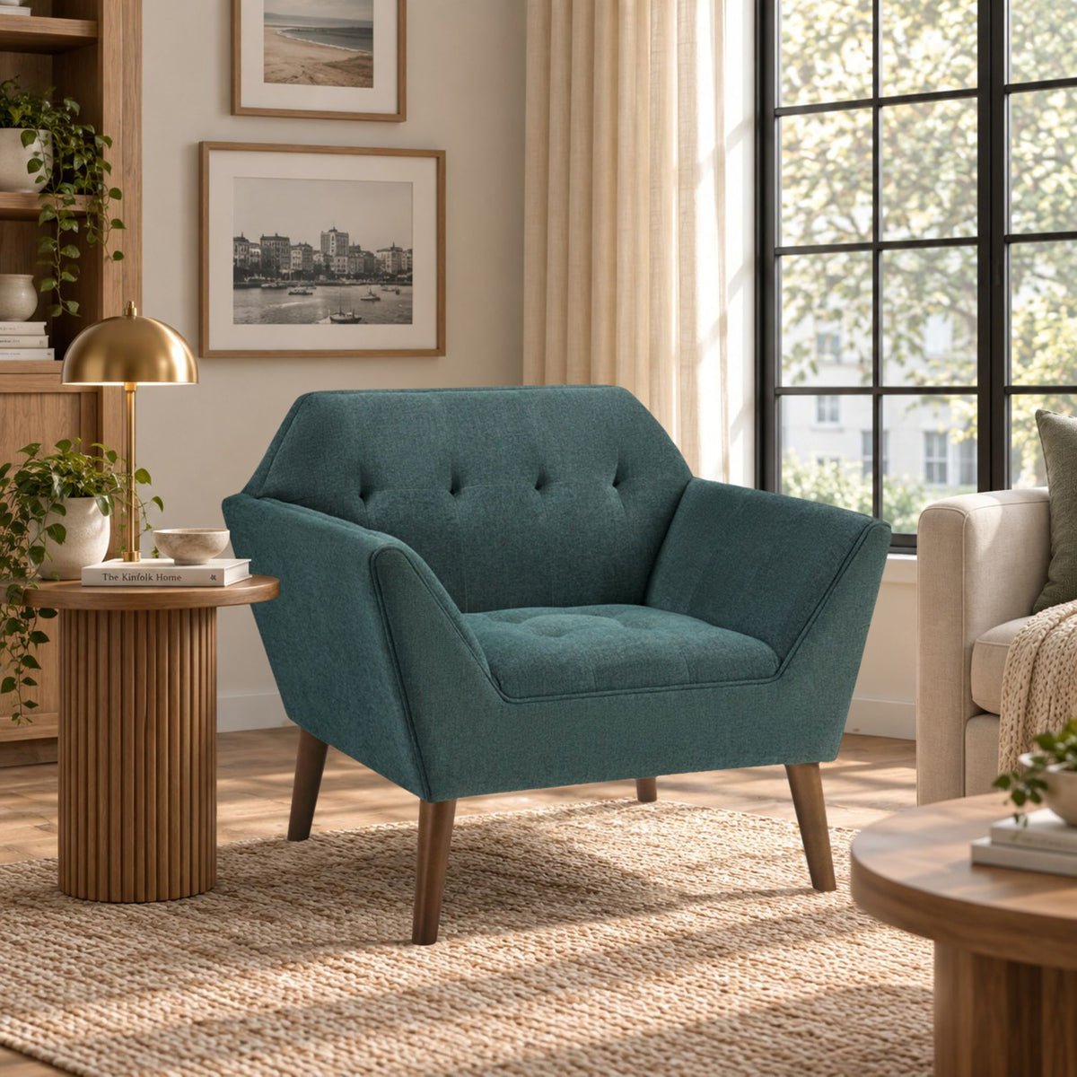 Newport Wide Mid-Century Modern Lounge Chair - Teal