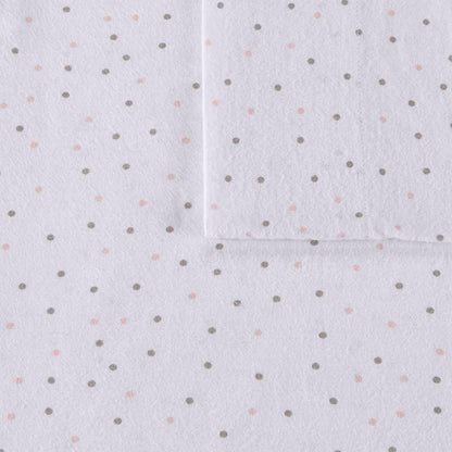 Cozy Soft Cotton Flannel Printed Sheet Set - Grey/Pink Dots