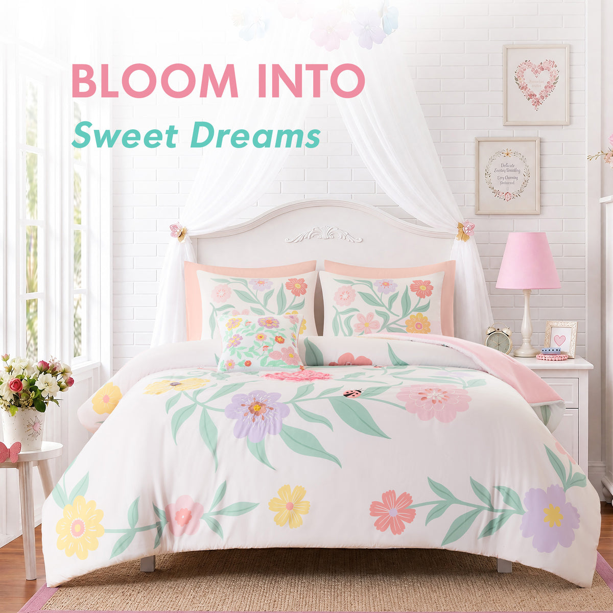 Floral Comforter Set - Pink