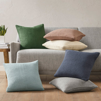 Bree Knit Square Pillow Cover - Grey