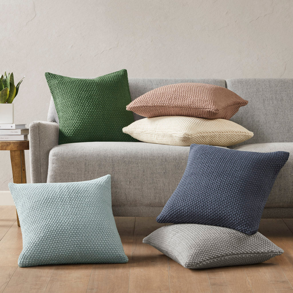 Bree Knit Square Pillow Cover - Indigo