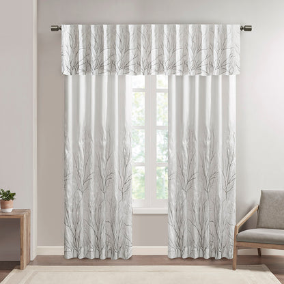 Andora Faux Silk Embroidered Window Valance - White