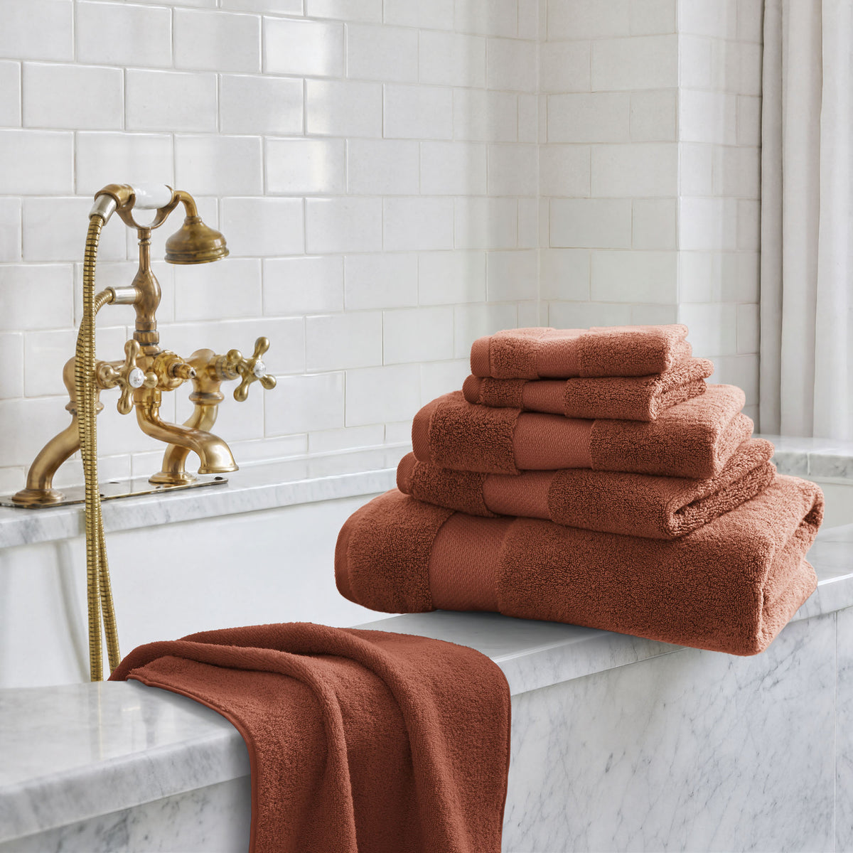Turkish Cotton 6 Piece Bath Towel Set - Terracotta