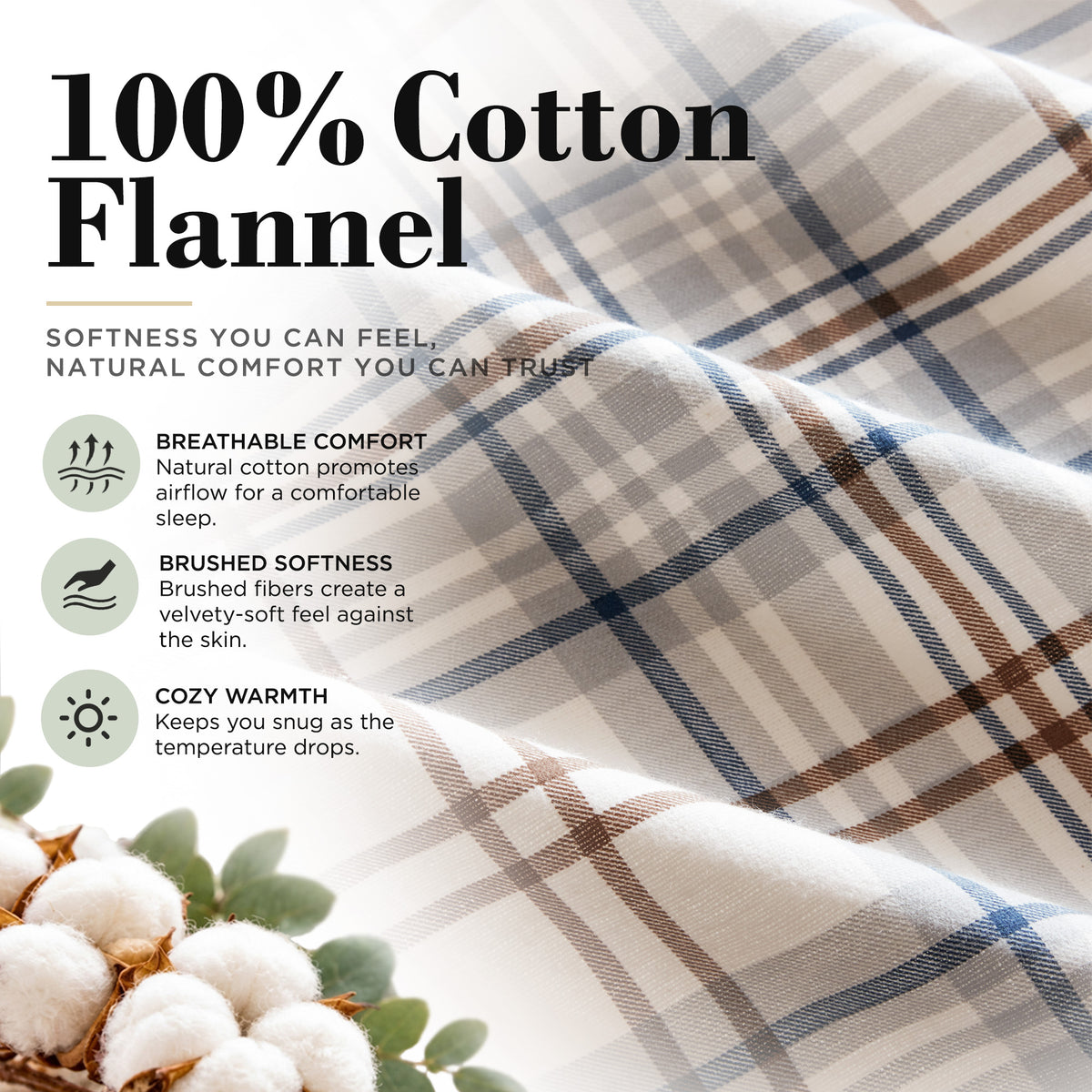 Cotton Flannel Sheet Set - Dart Gray Plaid