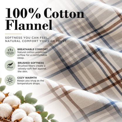 Cotton Flannel Sheet Set - Dart Gray Plaid